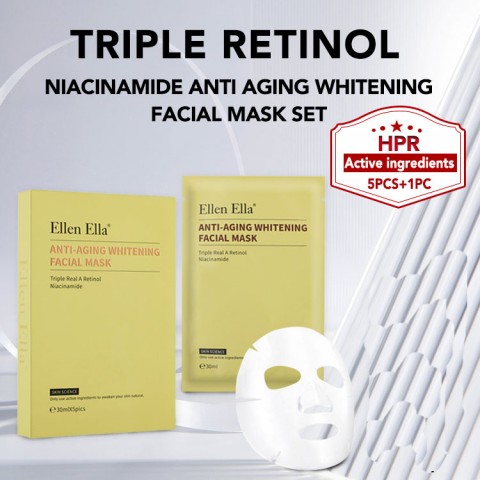 ELLEN ELLA Triple Retinol Niacinamide Anti Aging Whitening Facial Mask Set 5pcs