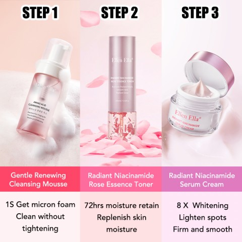 ELLEN ELLA Niacinamide Rose Skin Care Combo