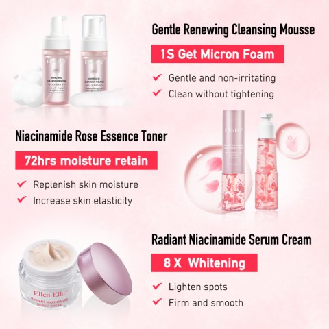 ELLEN ELLA Niacinamide Rose Skin Care Combo