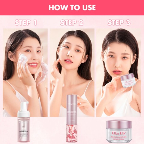 ELLEN ELLA Niacinamide Rose Skin Care Combo