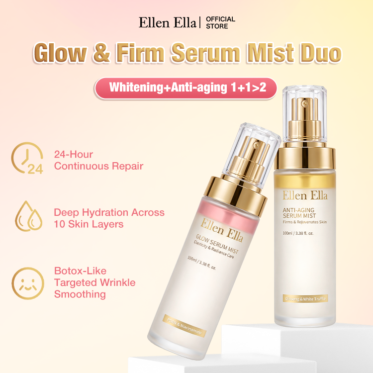Get Your 16H Glass Skin Glow in Just One Spray - 3 IN 1 Serum Mist Duo - Whitening & Anti-Aging & Repair