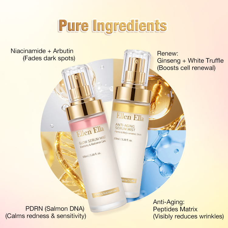 Get Your 16H Glass Skin Glow in Just One Spray - 3 IN 1 Serum Mist Duo - Whitening & Anti-Aging & Repair
