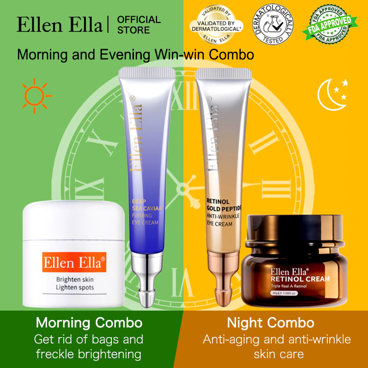 ELLEN ELLA Morning and Night Skin Power Combo - skin care routine steps- first eye cream then face cream