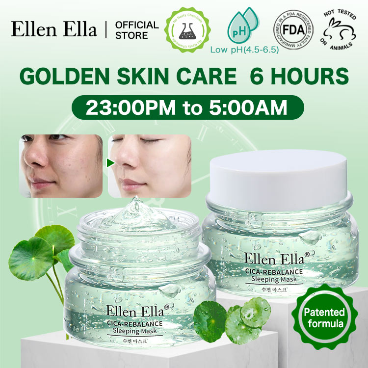 Ellen Ella Patented Cica-ReBalance Sleeping Mask 50g-Night repair and hydration-leaves skin glowing while you sleep -Suit for sensitive skin