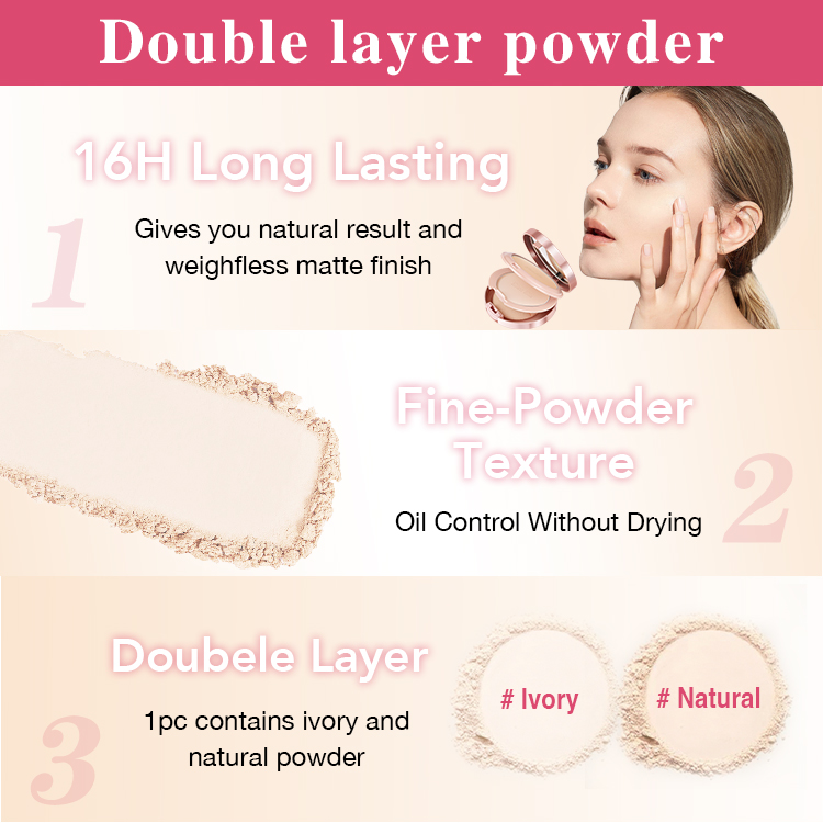 2PCS 1590-Ellen Ella Flawless Makeup duo-High Concealer-Oil control-SPF 50+PA+++ -Sunscreen Foundation and double layer powder-Buy now get freeebie