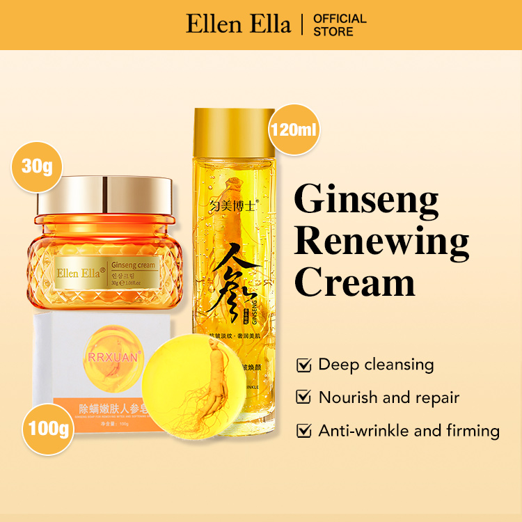 Ellen Ella Ginseng Soap,Essence Toner And Cream