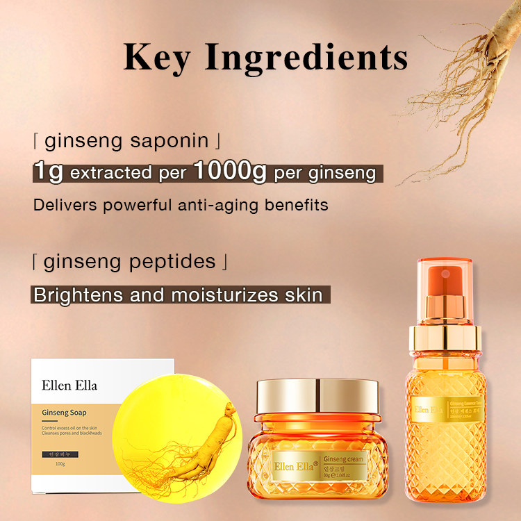 New Product Offers-Ellen Ella Ginseng Soap,Essence Toner And Cream-10 times the anti-aging effect of ordinary ginseng