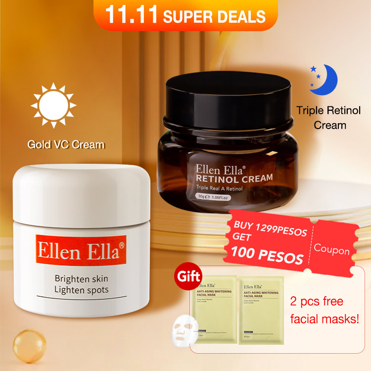 11.11 super deals - ELLEN ELLA Morning And Night Cream Combo- buy now to get a 100pesos coupon and get two pcs masks as a freebie