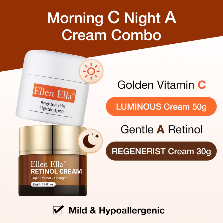 ELLEN ELLA Morning C And Night A Cream Combo- Vit C whitening cream for the morning and Retinol A anti-aging cream for the night