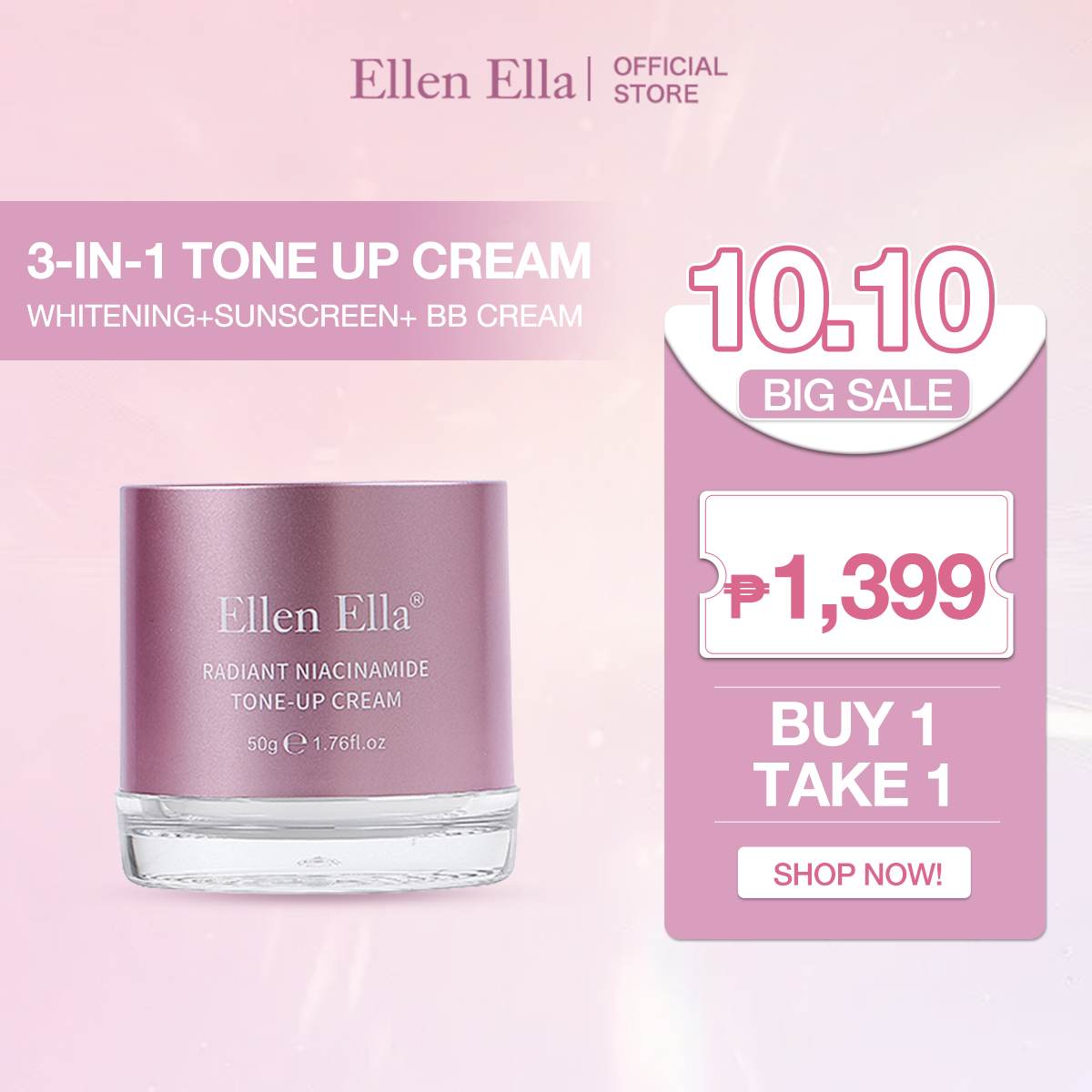 100% Legit-ELLEN ELLA 3-in-1 Tone Up Cream-whitening, sunscreen, and BB cream-Recommended by Korean beauty salons-SPF25+  Safe for sensitive skin