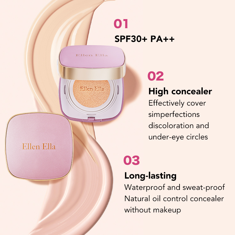 BUY 1 TAKE 1-Buy full-size, get refill free-Ellen Ella Flawless Glow CC Cushion -SPF 30,High concealer and 16 hours long lasting-Safe for sensitive skin