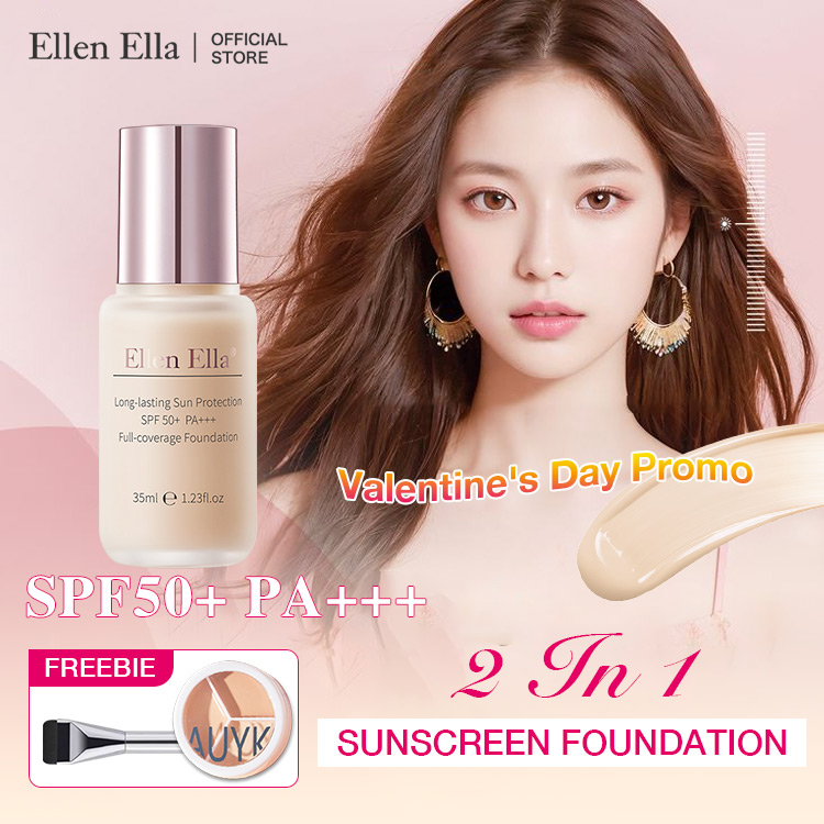 Second one only 500pesos-SPF50+ Ellen Ella 2-in-1 flawless sunscreen foundation-Buy now get a free Concealer and Korean foundation brush-35ml 1 bottle can be used for 6 months