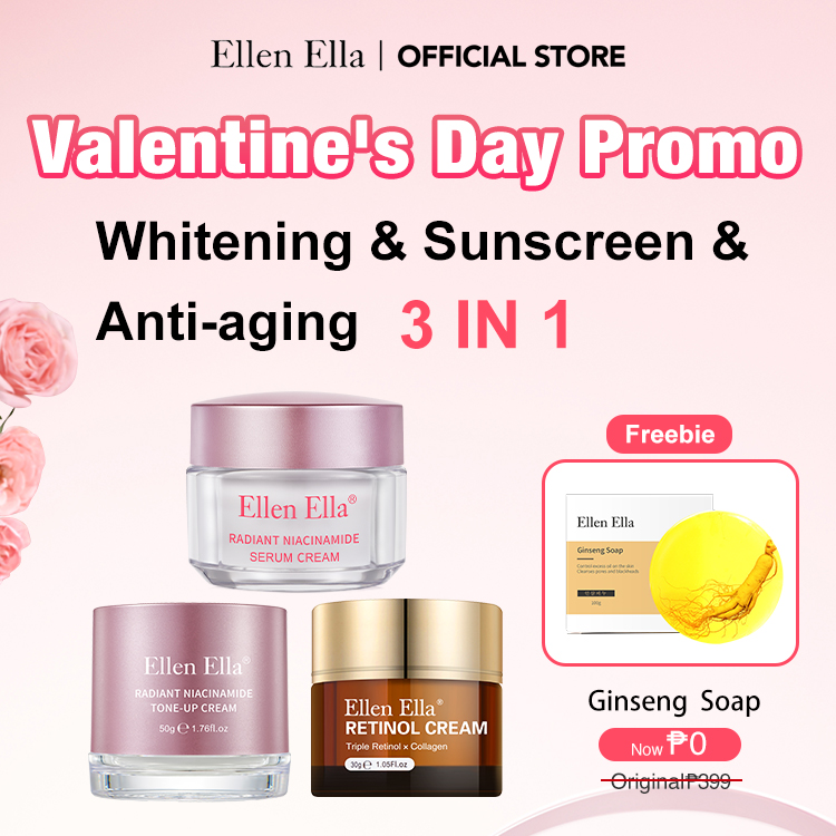 BUY NOW GET GINSENG SOAP FREE-ELLEN ELLA GlowCycle Cream Combo - Vit C Cream for Morning Boost, 3-in-1 Tone up Cream for Day Glow, Retinol Cream for Night Renew - Get rid of dull and aging skin