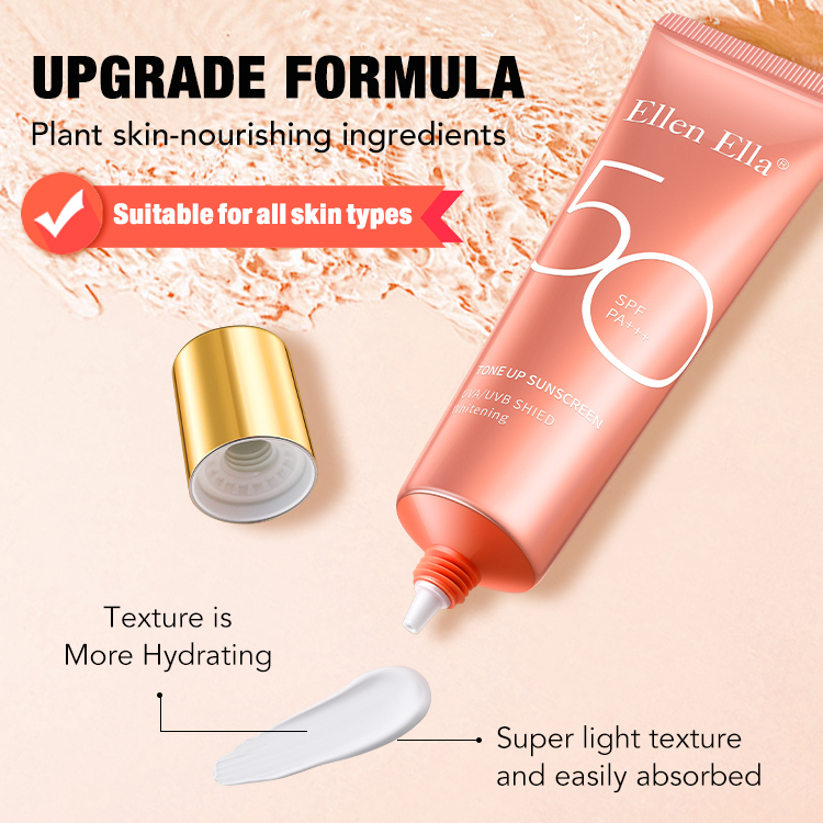 Buy 1 Take 1-Ellen Ella New Upgrade Tone Up Sunscreen-SPF50 + PA+++,Naturel brightening,12 hours sun protection-Safety and environmental protection