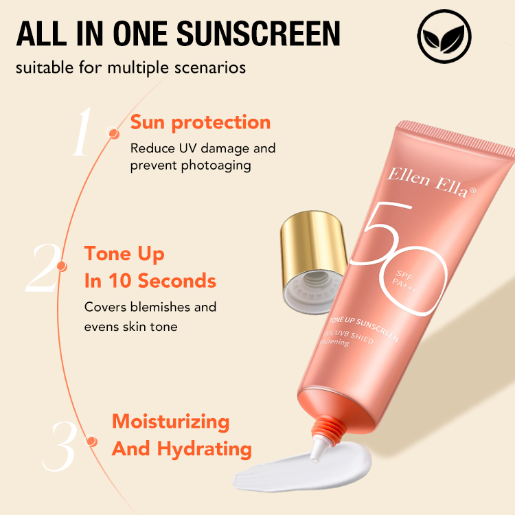 Buy 1 Take 1-Ellen Ella New Upgrade Tone Up Sunscreen-SPF50 + PA+++,Naturel brightening,12 hours sun protection-Safety and environmental protection