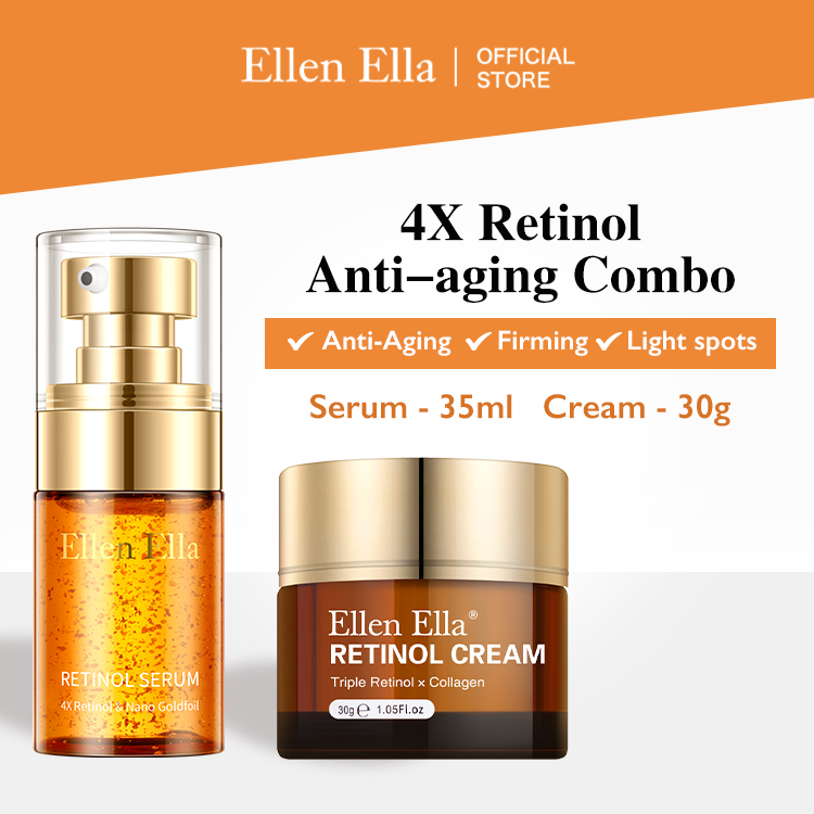 Lowest price all year--Ellen Ella Upgraded 4X Retinol Serum - Added 24K Gold Foil - 4 in 1 The Strongest Repairing Anti-Aging Serum