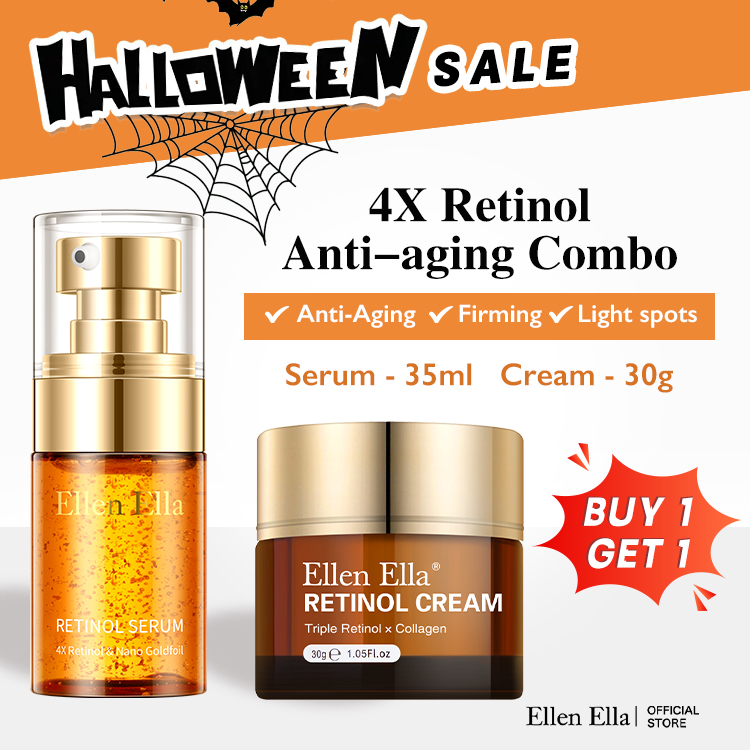 Halloween Deals-Lowest price all year--Ellen Ella Upgraded 4X Retinol Serum - Added 24K Gold Foil - 4 in 1 The Strongest Repairing Anti-Aging Serum